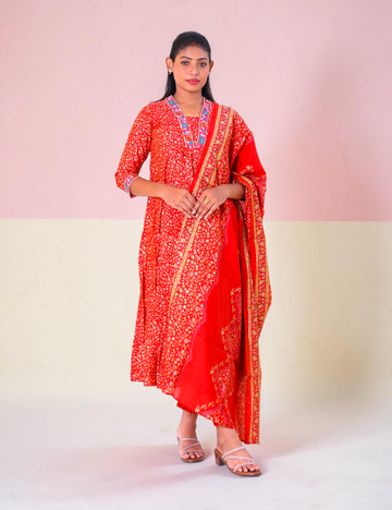 Salwar Suits Party Wear Rayon Cotton Red
