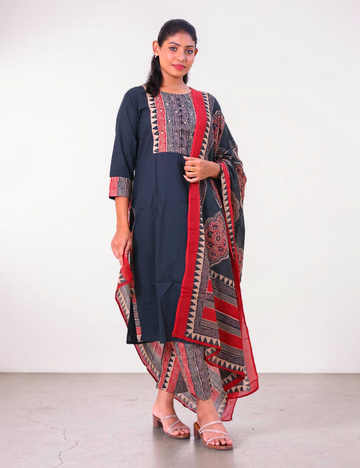 SALWAR SUITS COTTON SETS DARK BLUE