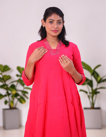 Salwar Suits Co-Ords Rayon Rani Pink