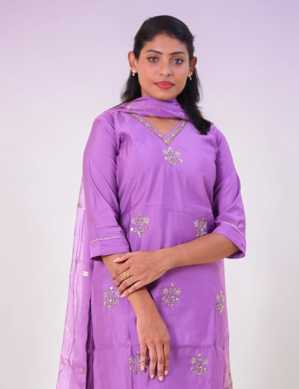 Salwar Suits Party Wear Silk Blend Purple