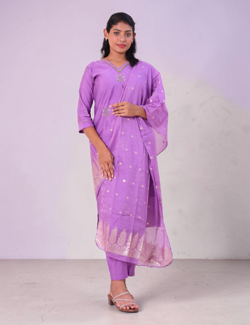 Salwar Suits Party Wear Silk Blend Purple