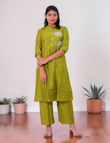 Salwar Suits Co-Ords Rayon Olive Green