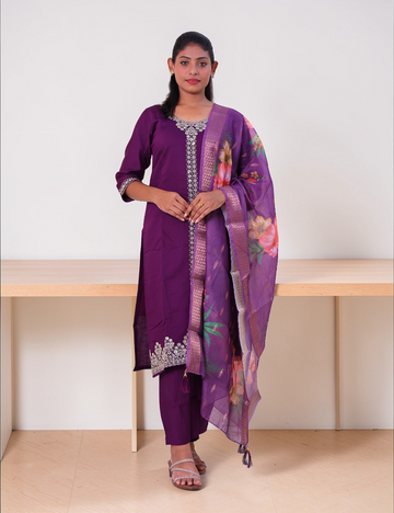 SALWAR SUITS PARTY WEAR SILK BLEND VIOLET