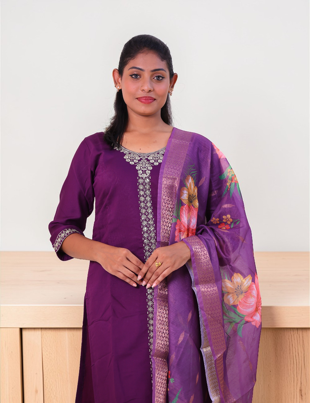 SALWAR SUITS PARTY WEAR SILK BLEND VIOLET