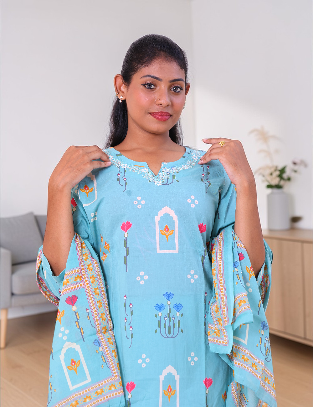 SALWAR SUITS COTTON SETS LIGHT SEA GREEN