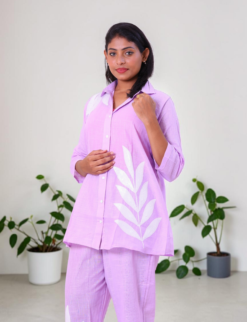 Salwar Suits Co-Ords – Light Lavender Linen Cotton Lilac