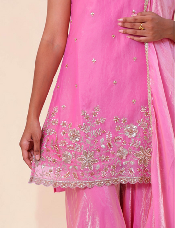 SALWAR SUITS PARTY WEAR SPACE SILK ROSE PINK