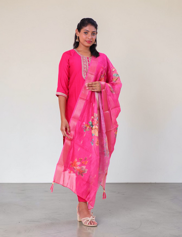 SALWAR SUITS PARTY WEAR SILK BLEND PINK