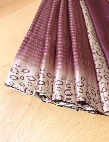 Semi Tussar Rouge Pink Bagru Checks Saree