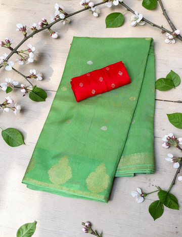 Georgette Parrot Green Saree