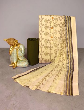 Unstitched Salwar Material Rayon Blend Beige