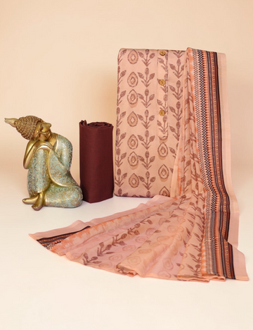 Unstitched Salwar Material Rayon Blend Peach